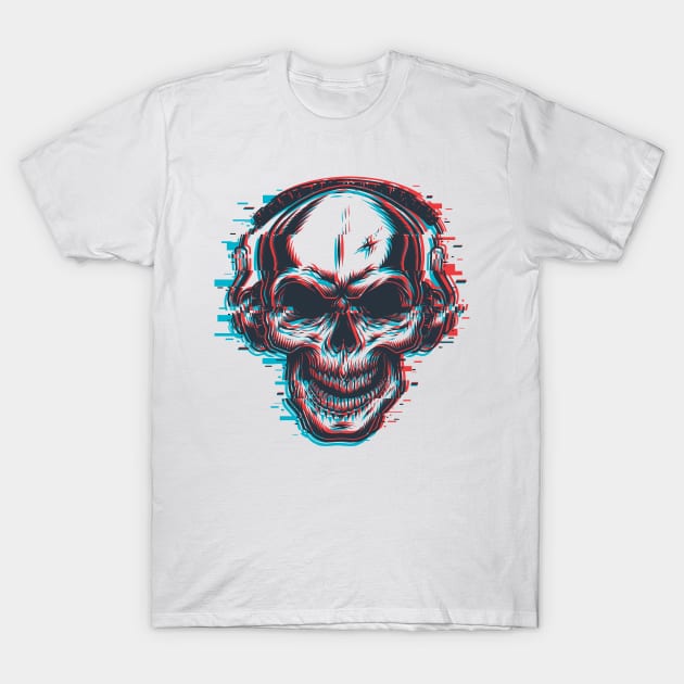 skull with headphones T-Shirt by PG